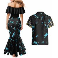 Christmas Dinosaur Unicorn Couples Matching Mermaid Dress and Hawaiian Shirt Ride Hard or Go Home - Wonder Print Shop