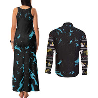 Christmas Dinosaur Unicorn Couples Matching Tank Maxi Dress and Long Sleeve Button Shirt Ride Hard or Go Home - Wonder Print Shop