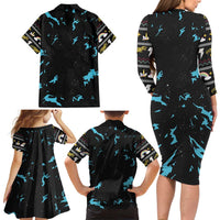 Christmas Dinosaur Unicorn Family Matching Long Sleeve Bodycon Dress and Hawaiian Shirt Ride Hard or Go Home - Wonder Print Shop