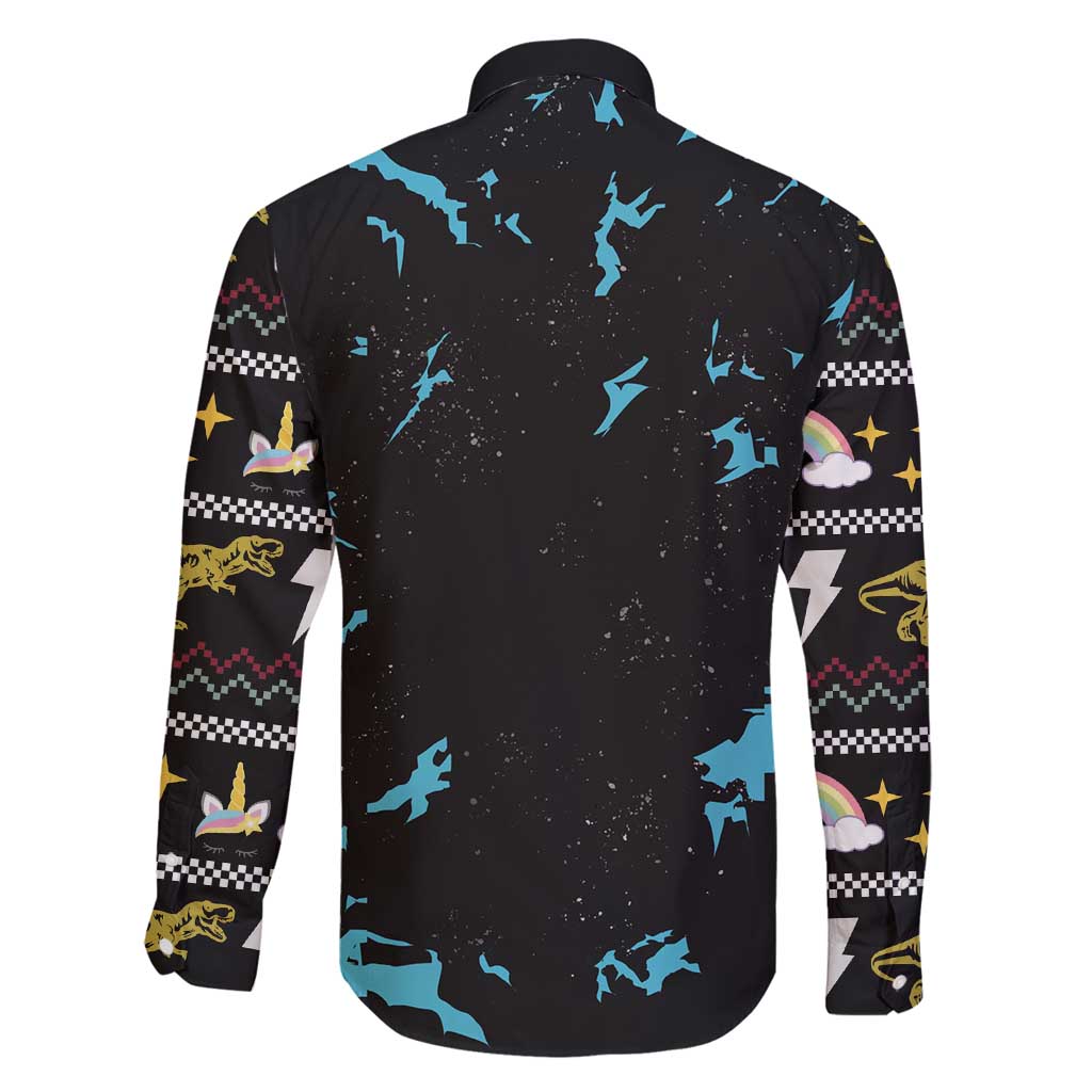 Christmas Dinosaur Unicorn Family Matching Long Sleeve Bodycon Dress and Hawaiian Shirt Ride Hard or Go Home - Wonder Print Shop