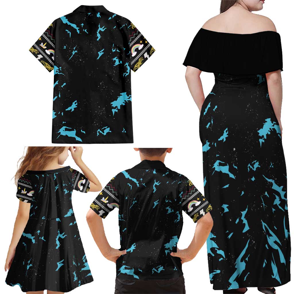 Christmas Dinosaur Unicorn Family Matching Off Shoulder Maxi Dress and Hawaiian Shirt Ride Hard or Go Home - Wonder Print Shop