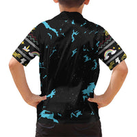 Christmas Dinosaur Unicorn Family Matching Short Sleeve Bodycon Dress and Hawaiian Shirt Ride Hard or Go Home - Wonder Print Shop