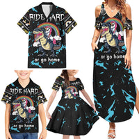 Christmas Dinosaur Unicorn Family Matching Summer Maxi Dress and Hawaiian Shirt Ride Hard or Go Home - Wonder Print Shop