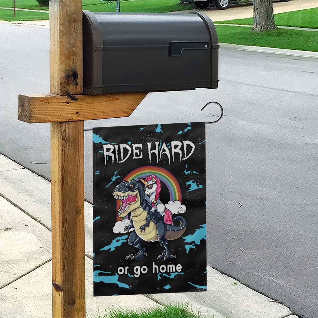 Christmas Dinosaur Unicorn Garden Flag Ride Hard or Go Home - Wonder Print Shop