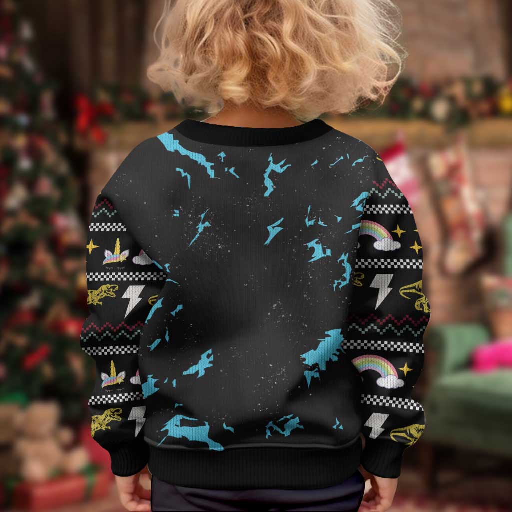 Christmas Dinosaur Unicorn Kid Ugly Christmas Sweater Ride Hard or Go Home - Wonder Print Shop