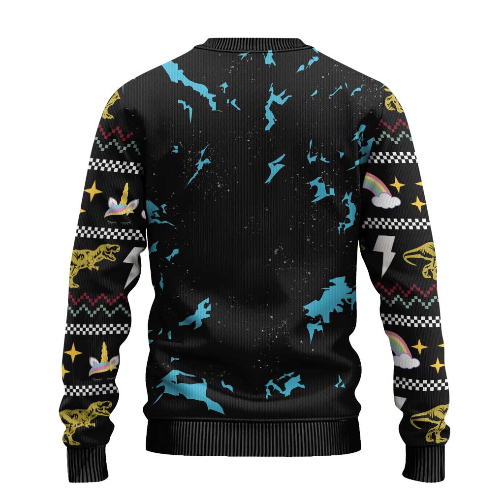 Christmas Dinosaur Unicorn Ugly Christmas Sweater Ride Hard or Go Home - Wonder Print Shop