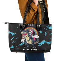 Christmas Dinosaur Unicorn Leather Tote Bag Ride Hard or Go Home - Wonder Print Shop