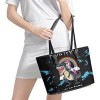 Christmas Dinosaur Unicorn Leather Tote Bag Ride Hard or Go Home - Wonder Print Shop
