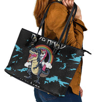 Christmas Dinosaur Unicorn Leather Tote Bag Ride Hard or Go Home - Wonder Print Shop