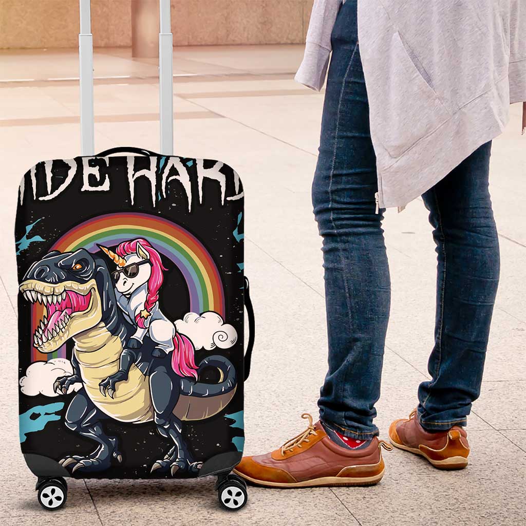 Christmas Dinosaur Unicorn Luggage Cover Ride Hard or Go Home - Wonder Print Shop