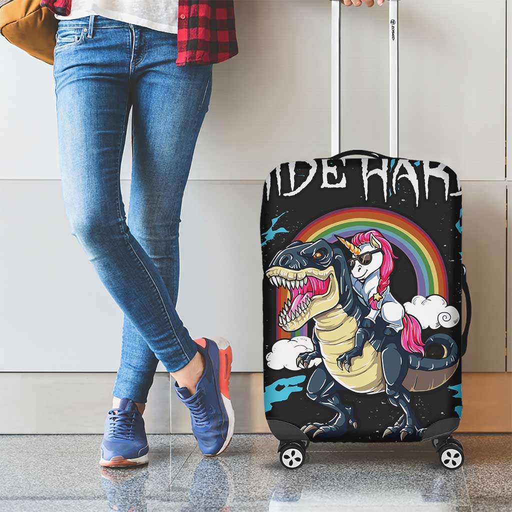 Christmas Dinosaur Unicorn Luggage Cover Ride Hard or Go Home - Wonder Print Shop