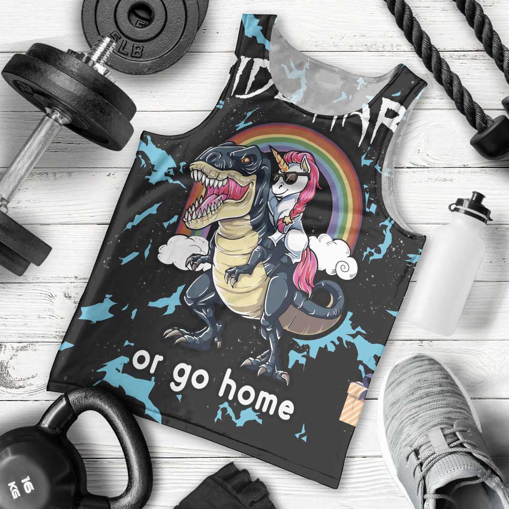 Christmas Dinosaur Unicorn Men Tank Top Ride Hard or Go Home - Wonder Print Shop