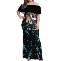 Christmas Dinosaur Unicorn Off Shoulder Maxi Dress Ride Hard or Go Home - Wonder Print Shop