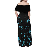 Christmas Dinosaur Unicorn Off Shoulder Maxi Dress Ride Hard or Go Home - Wonder Print Shop