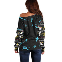 Christmas Dinosaur Unicorn Off Shoulder Sweater Ride Hard or Go Home - Wonder Print Shop
