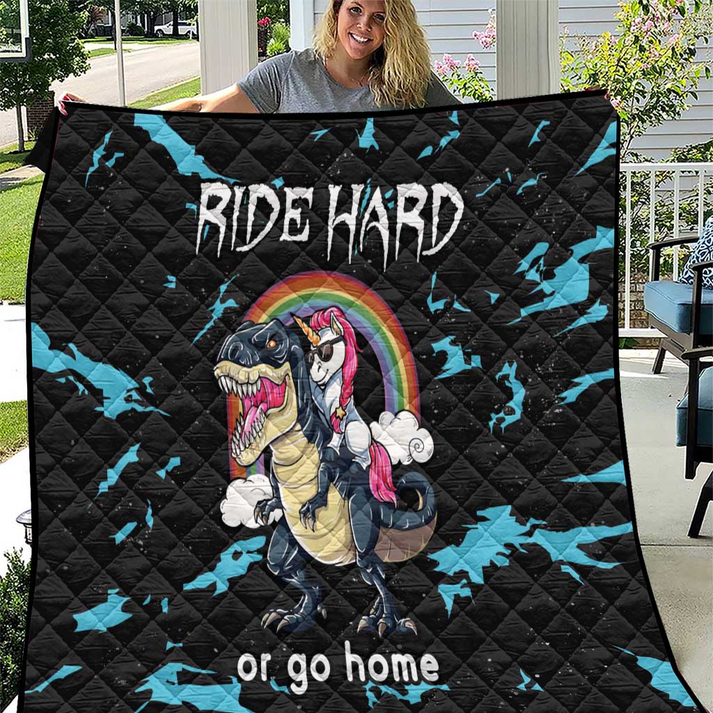 Christmas Dinosaur Unicorn Quilt Ride Hard or Go Home - Wonder Print Shop