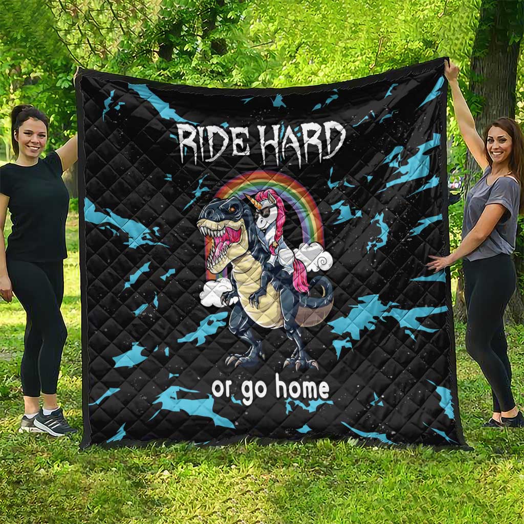 Christmas Dinosaur Unicorn Quilt Ride Hard or Go Home - Wonder Print Shop