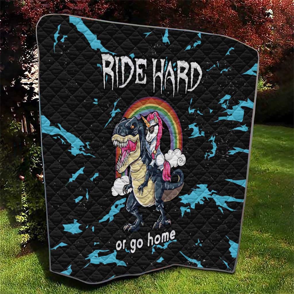 Christmas Dinosaur Unicorn Quilt Ride Hard or Go Home - Wonder Print Shop