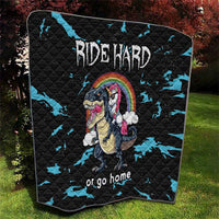 Christmas Dinosaur Unicorn Quilt Ride Hard or Go Home - Wonder Print Shop