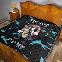 Christmas Dinosaur Unicorn Quilt Ride Hard or Go Home - Wonder Print Shop