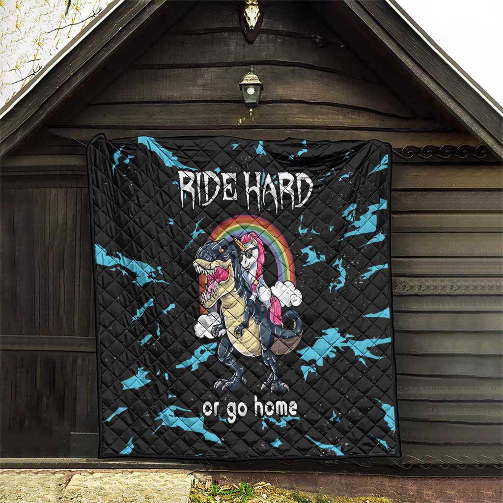 Christmas Dinosaur Unicorn Quilt Ride Hard or Go Home - Wonder Print Shop
