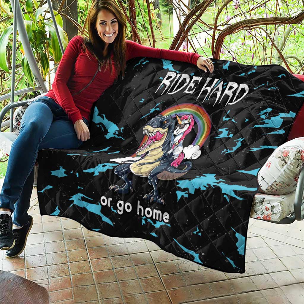 Christmas Dinosaur Unicorn Quilt Ride Hard or Go Home - Wonder Print Shop