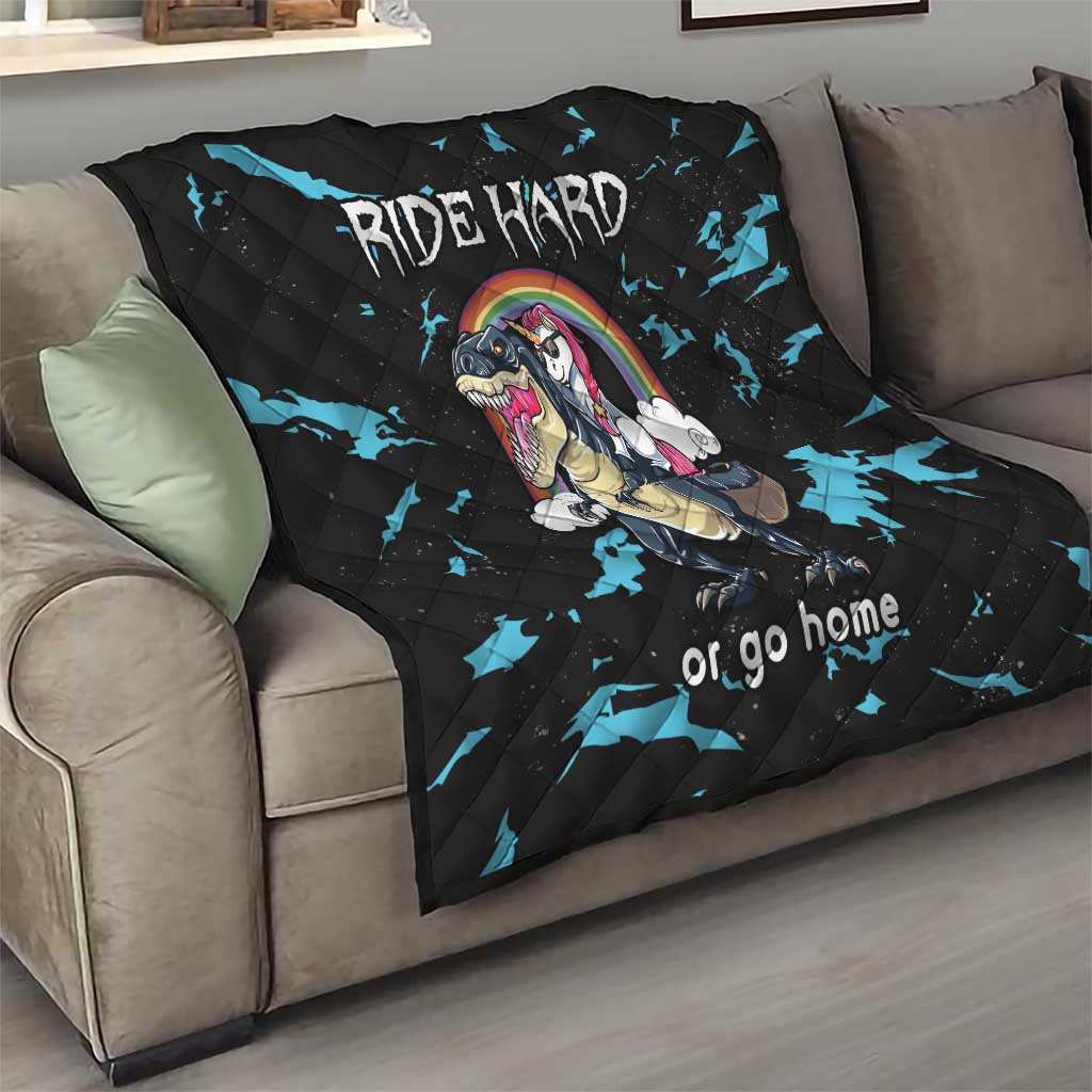 Christmas Dinosaur Unicorn Quilt Ride Hard or Go Home - Wonder Print Shop