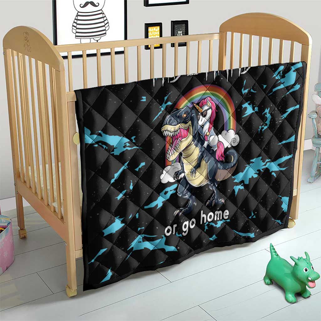 Christmas Dinosaur Unicorn Quilt Ride Hard or Go Home - Wonder Print Shop