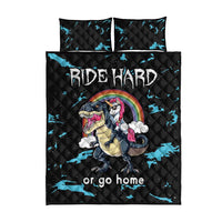 Christmas Dinosaur Unicorn Quilt Bed Set Ride Hard or Go Home - Wonder Print Shop