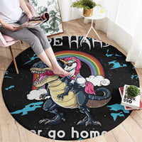 Christmas Dinosaur Unicorn Round Carpet Ride Hard or Go Home