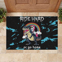 Christmas Dinosaur Unicorn Rubber Doormat Ride Hard or Go Home - Wonder Print Shop