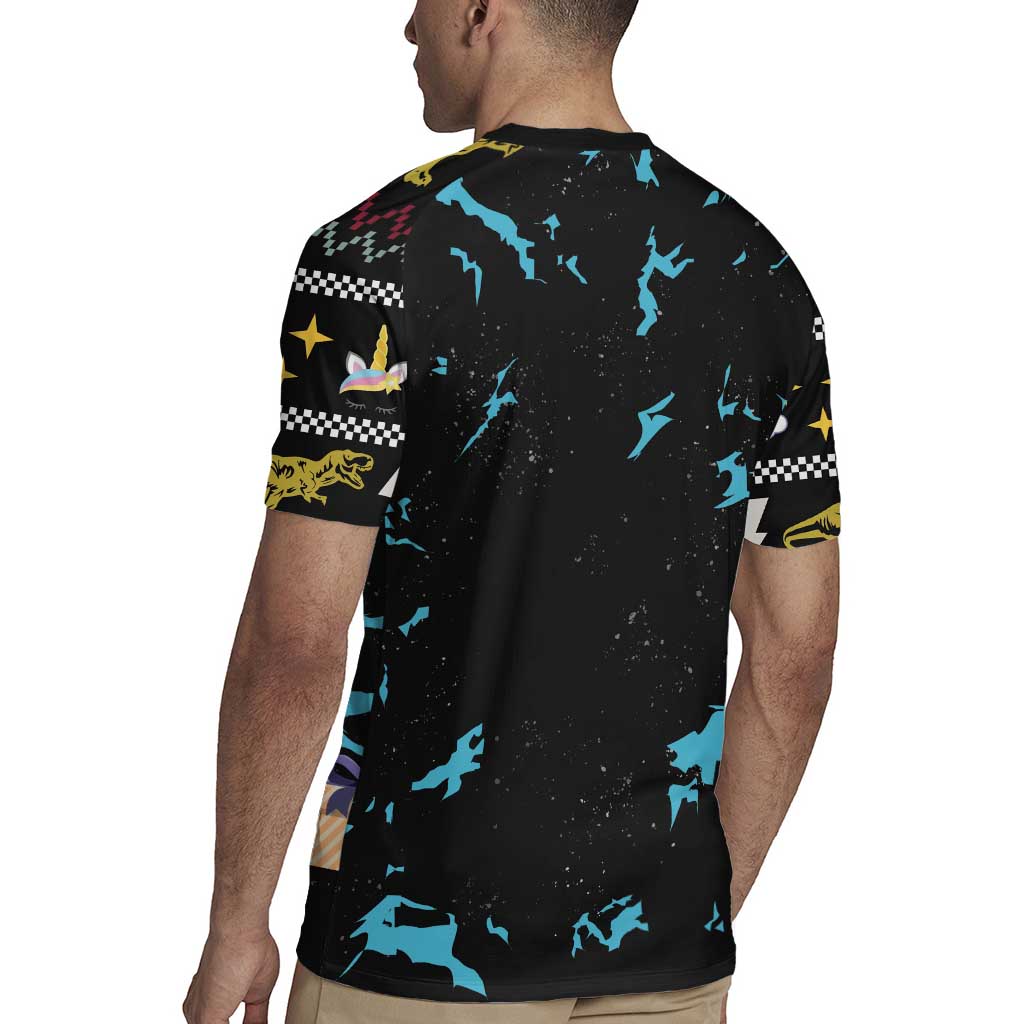 Christmas Dinosaur Unicorn Rugby Jersey Ride Hard or Go Home - Wonder Print Shop