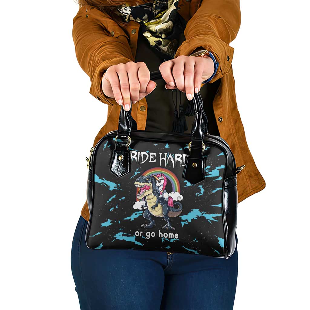 Christmas Dinosaur Unicorn Shoulder Handbag Ride Hard or Go Home