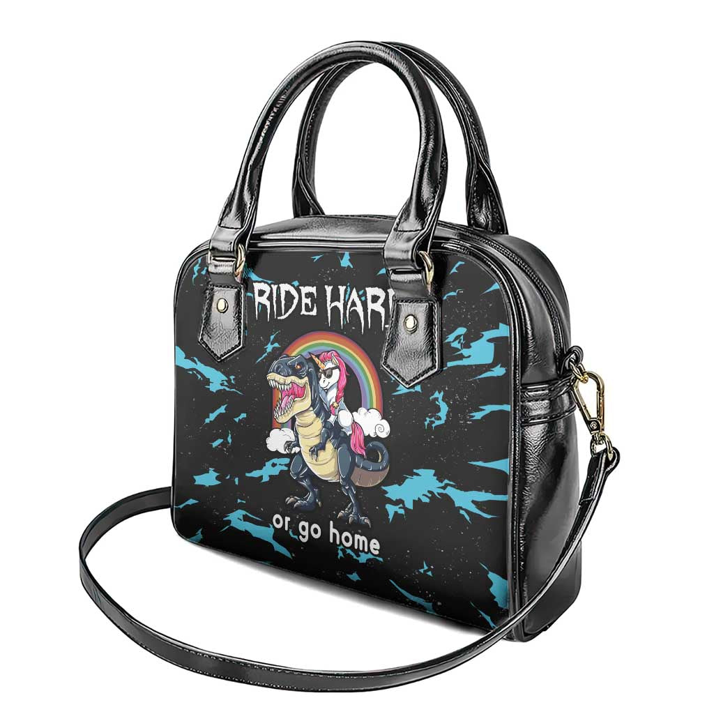 Christmas Dinosaur Unicorn Shoulder Handbag Ride Hard or Go Home