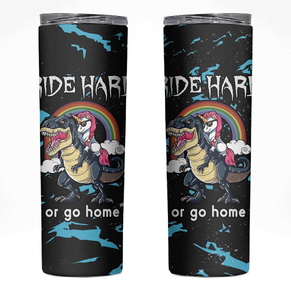 Christmas Dinosaur Unicorn Skinny Tumbler Ride Hard or Go Home - Wonder Print Shop