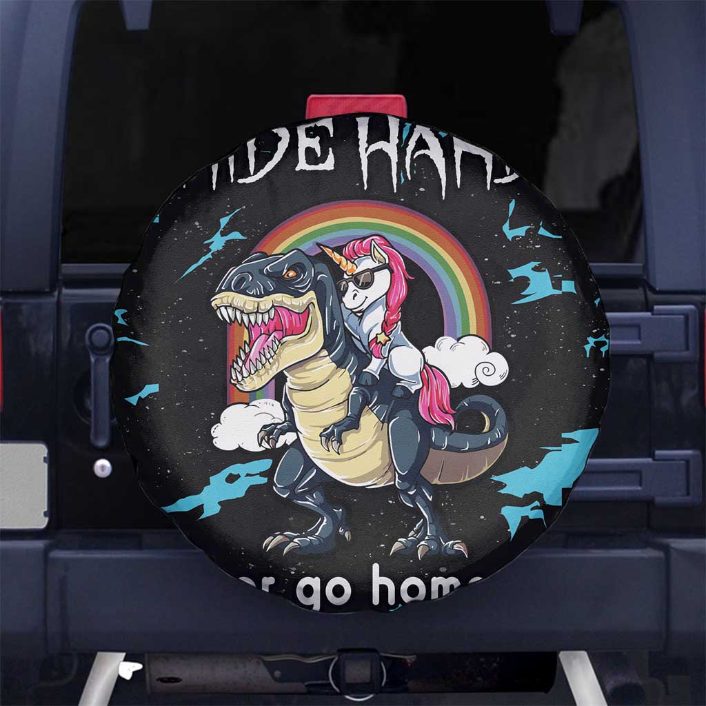 Christmas Dinosaur Unicorn Spare Tire Cover Ride Hard or Go Home - Wonder Print Shop