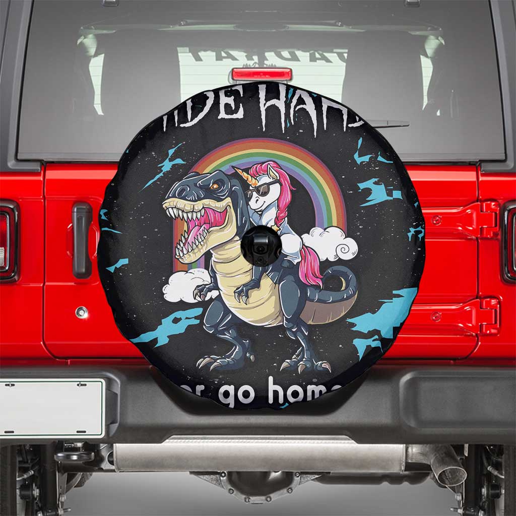Christmas Dinosaur Unicorn Spare Tire Cover Ride Hard or Go Home - Wonder Print Shop