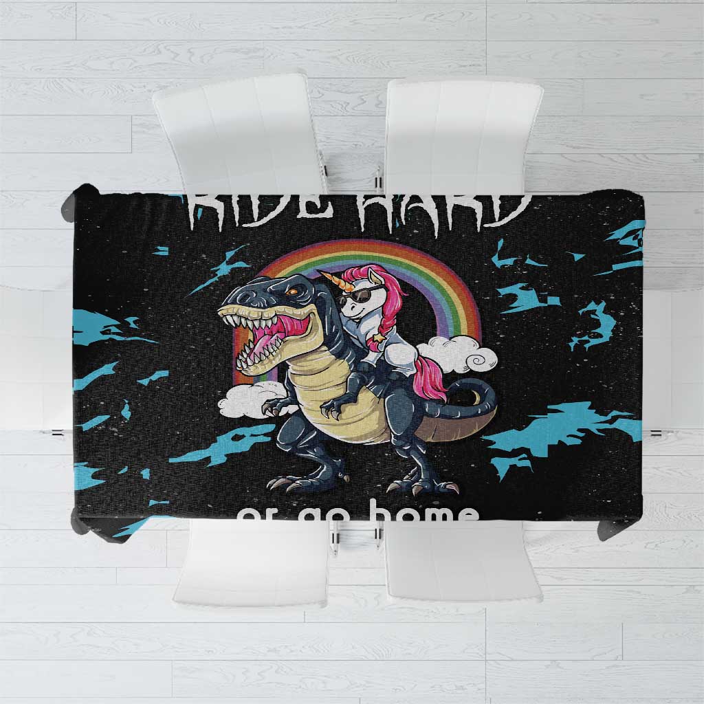 Christmas Dinosaur Unicorn Tablecloth Ride Hard or Go Home - Wonder Print Shop