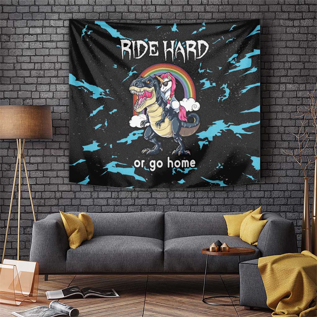 Christmas Dinosaur Unicorn Tapestry Ride Hard or Go Home - Wonder Print Shop