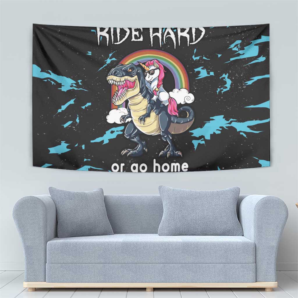 Christmas Dinosaur Unicorn Tapestry Ride Hard or Go Home - Wonder Print Shop