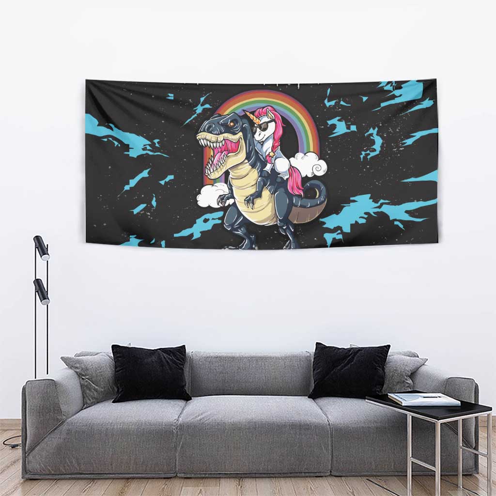 Christmas Dinosaur Unicorn Tapestry Ride Hard or Go Home - Wonder Print Shop