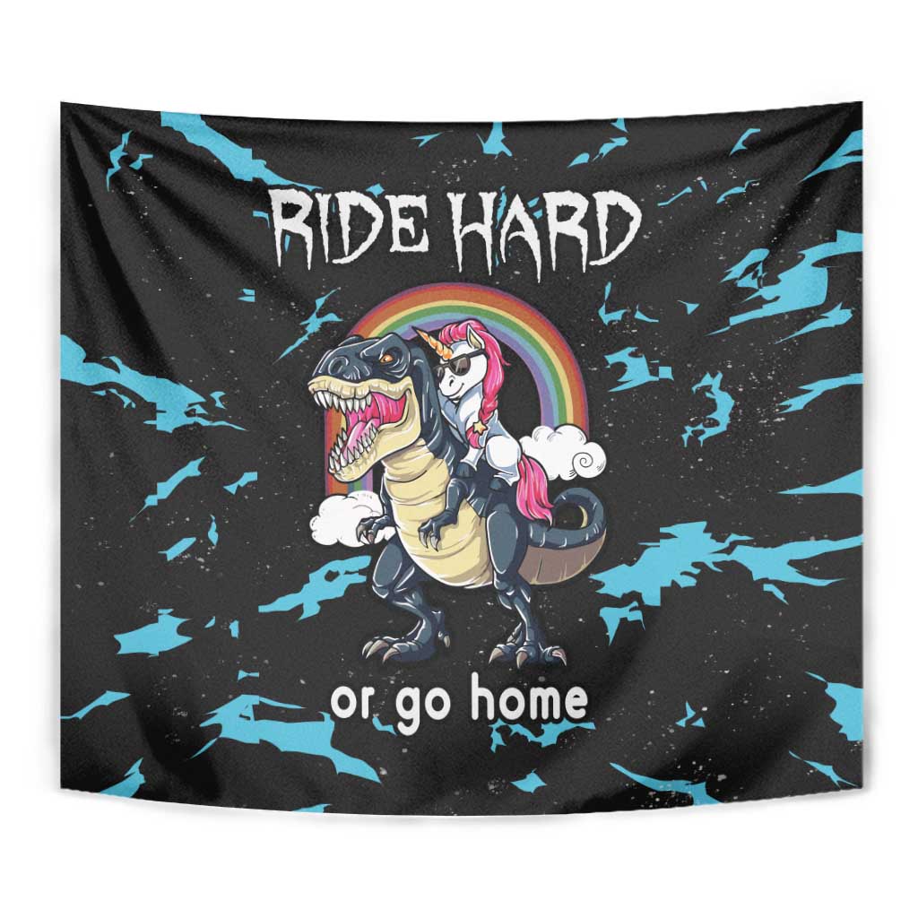 Christmas Dinosaur Unicorn Tapestry Ride Hard or Go Home - Wonder Print Shop
