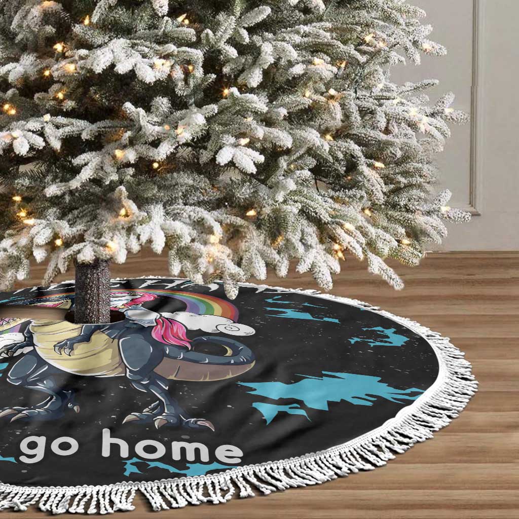 Christmas Dinosaur Unicorn Tree Skirt Ride Hard or Go Home - Wonder Print Shop