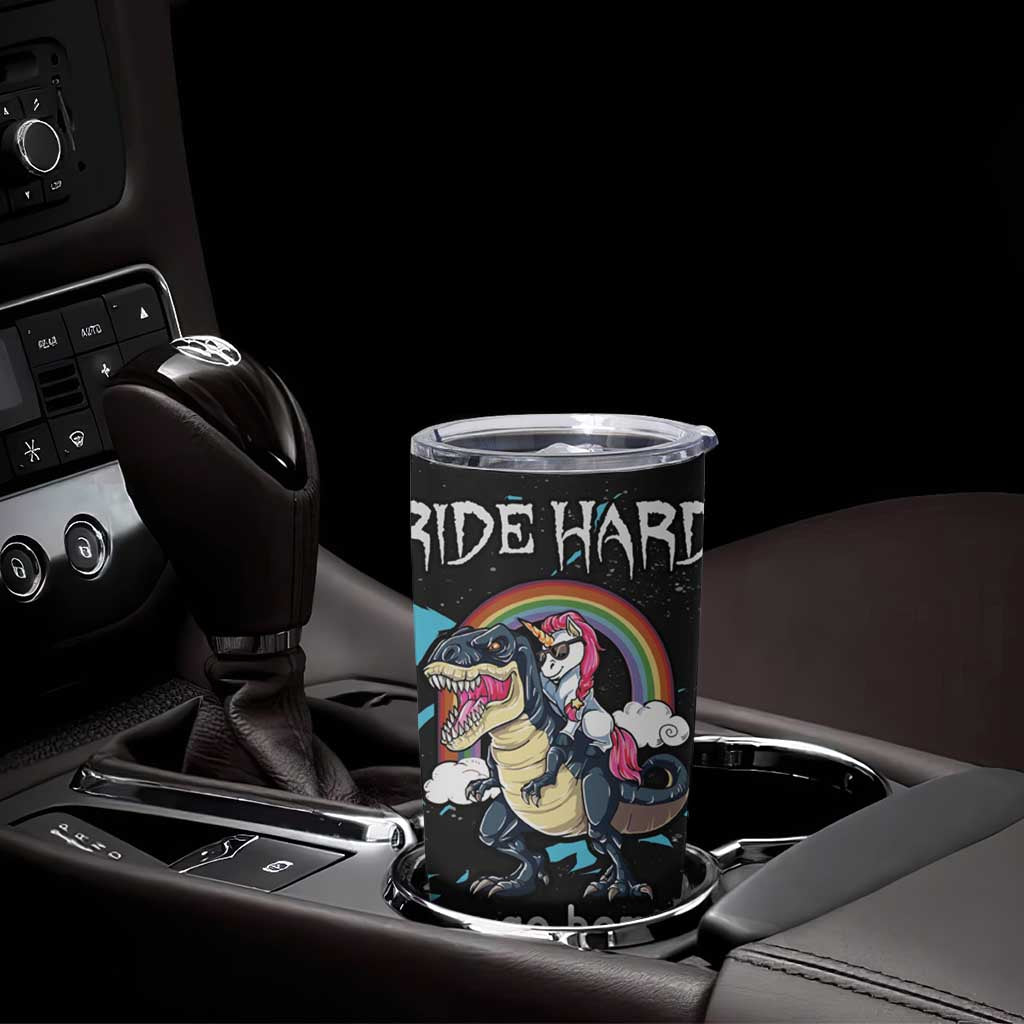 Christmas Dinosaur Unicorn Tumbler Cup Ride Hard or Go Home - Wonder Print Shop
