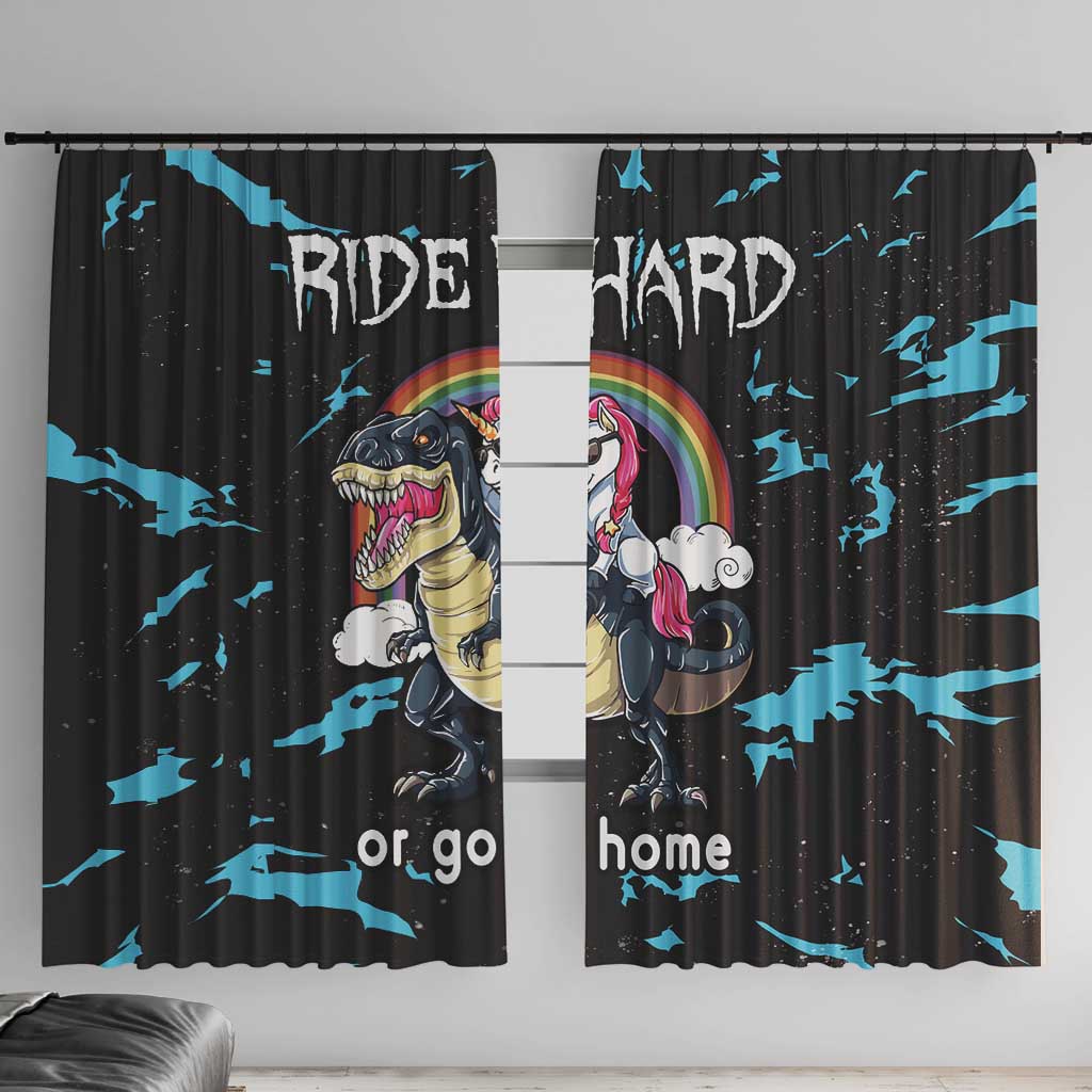 Christmas Dinosaur Unicorn Window Curtain Ride Hard or Go Home - Wonder Print Shop