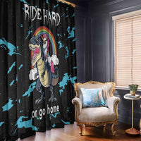Christmas Dinosaur Unicorn Window Curtain Ride Hard or Go Home - Wonder Print Shop