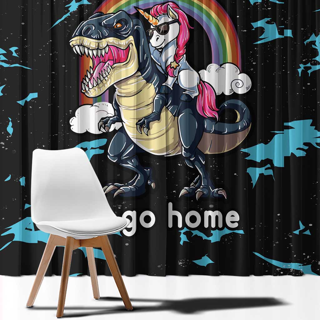 Christmas Dinosaur Unicorn Window Curtain Ride Hard or Go Home - Wonder Print Shop