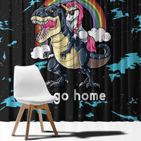 Christmas Dinosaur Unicorn Window Curtain Ride Hard or Go Home - Wonder Print Shop