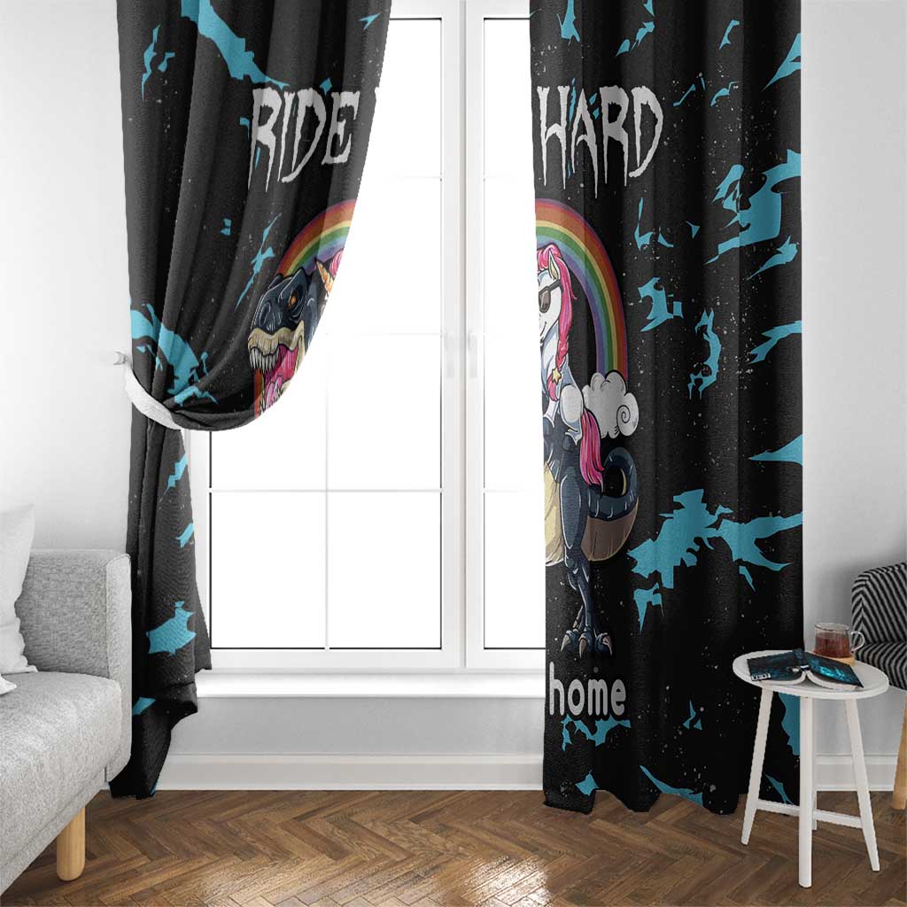 Christmas Dinosaur Unicorn Window Curtain Ride Hard or Go Home - Wonder Print Shop