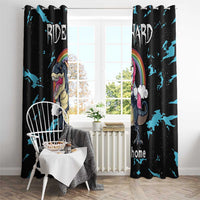 Christmas Dinosaur Unicorn Window Curtain Ride Hard or Go Home - Wonder Print Shop